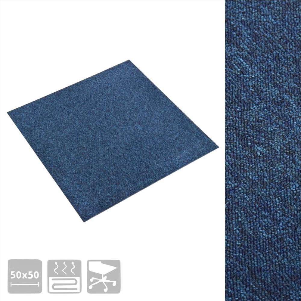 Carpet Floor Tiles 20 pcs 5 m² 50x50 cm Dark Blue
