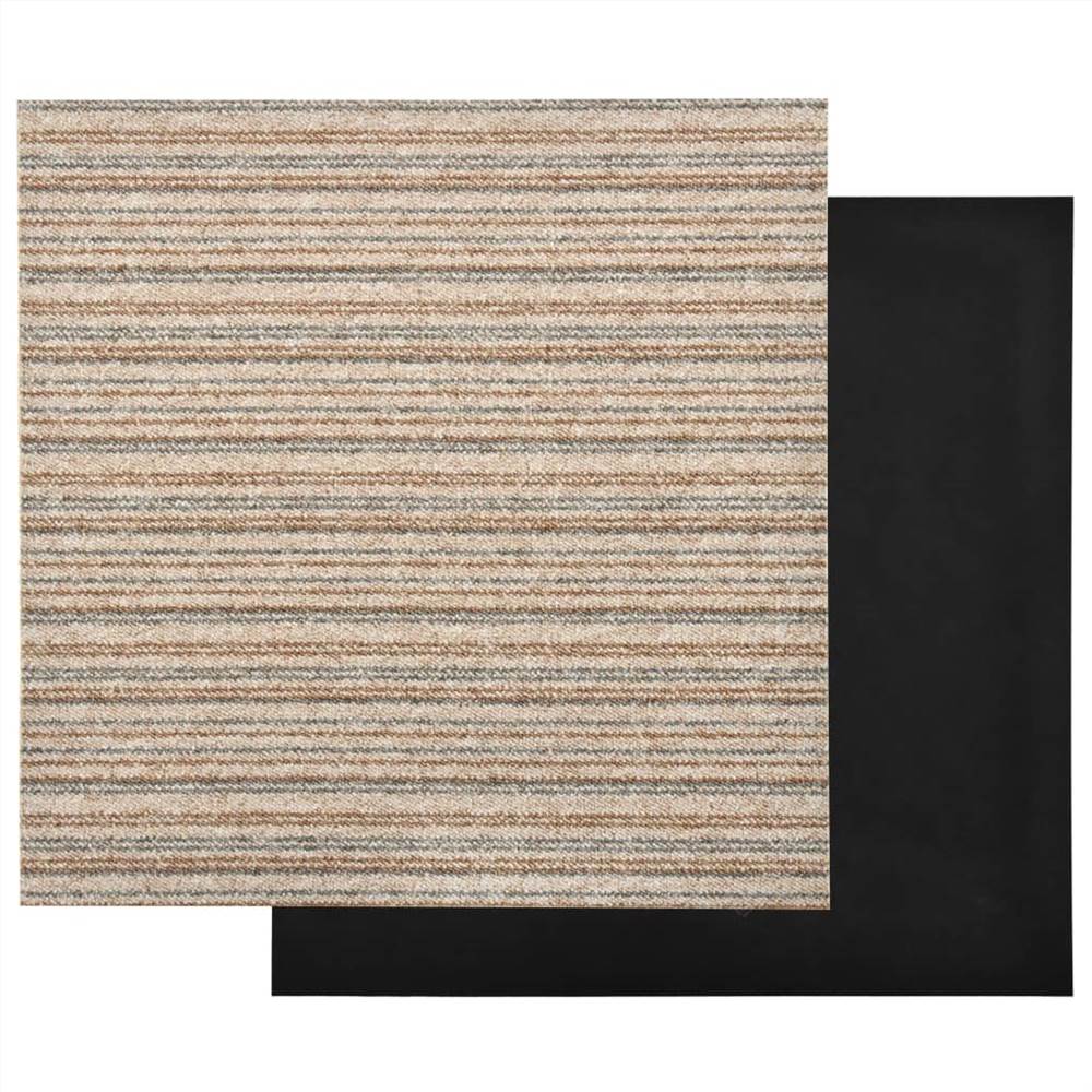 Carpet Floor Tiles 20 pcs 5 m² 50x50 cm Striped Beige