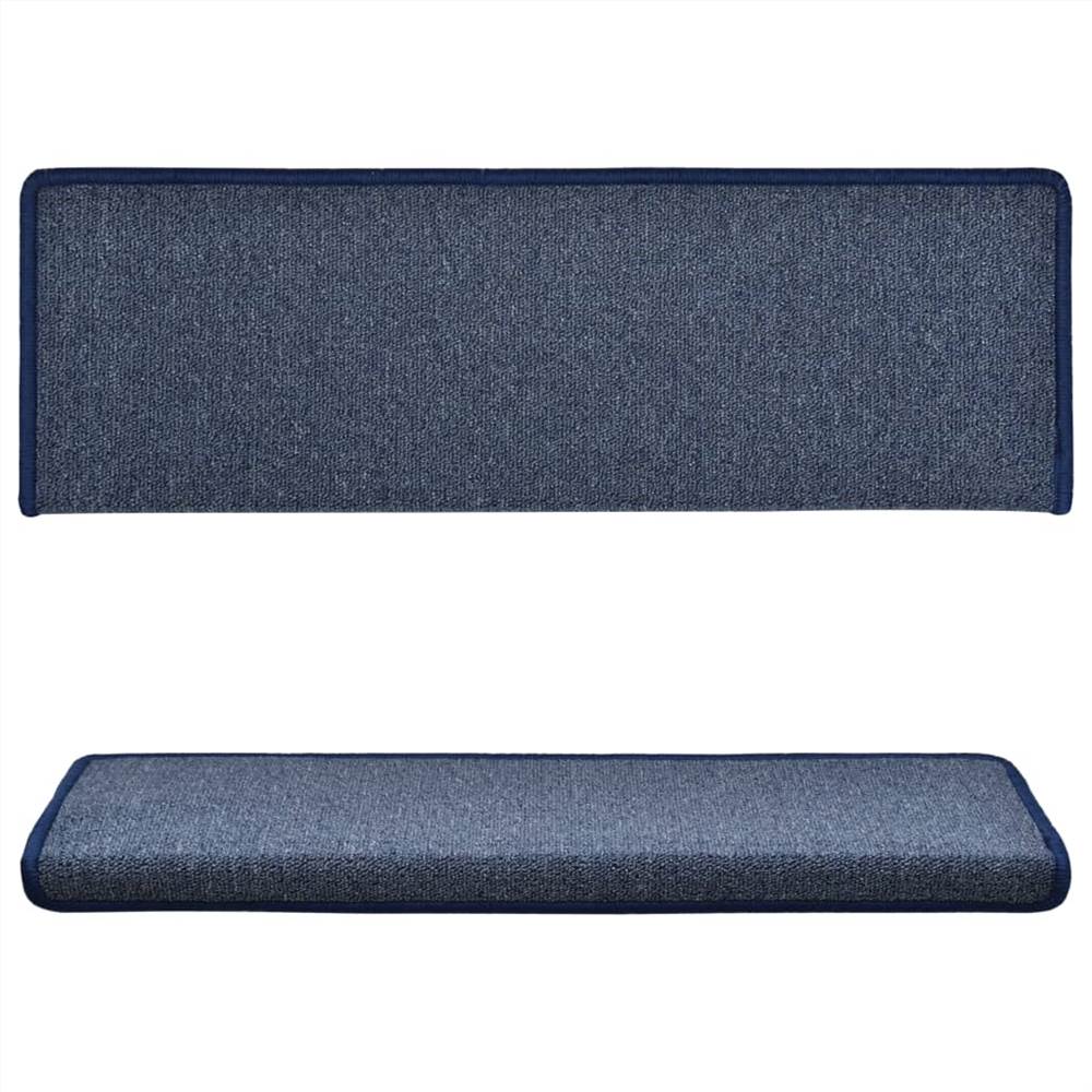 Carpet Stair Treads 15 pcs 65x25 cm Blue