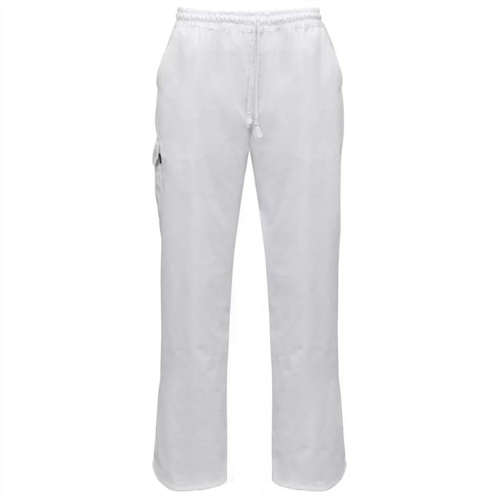Chef Pants 2 pcs Stretchable Waistband with Cord Size S White