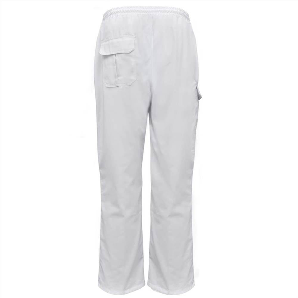 Chef Pants 2 pcs Stretchable Waistband with Cord Size S White