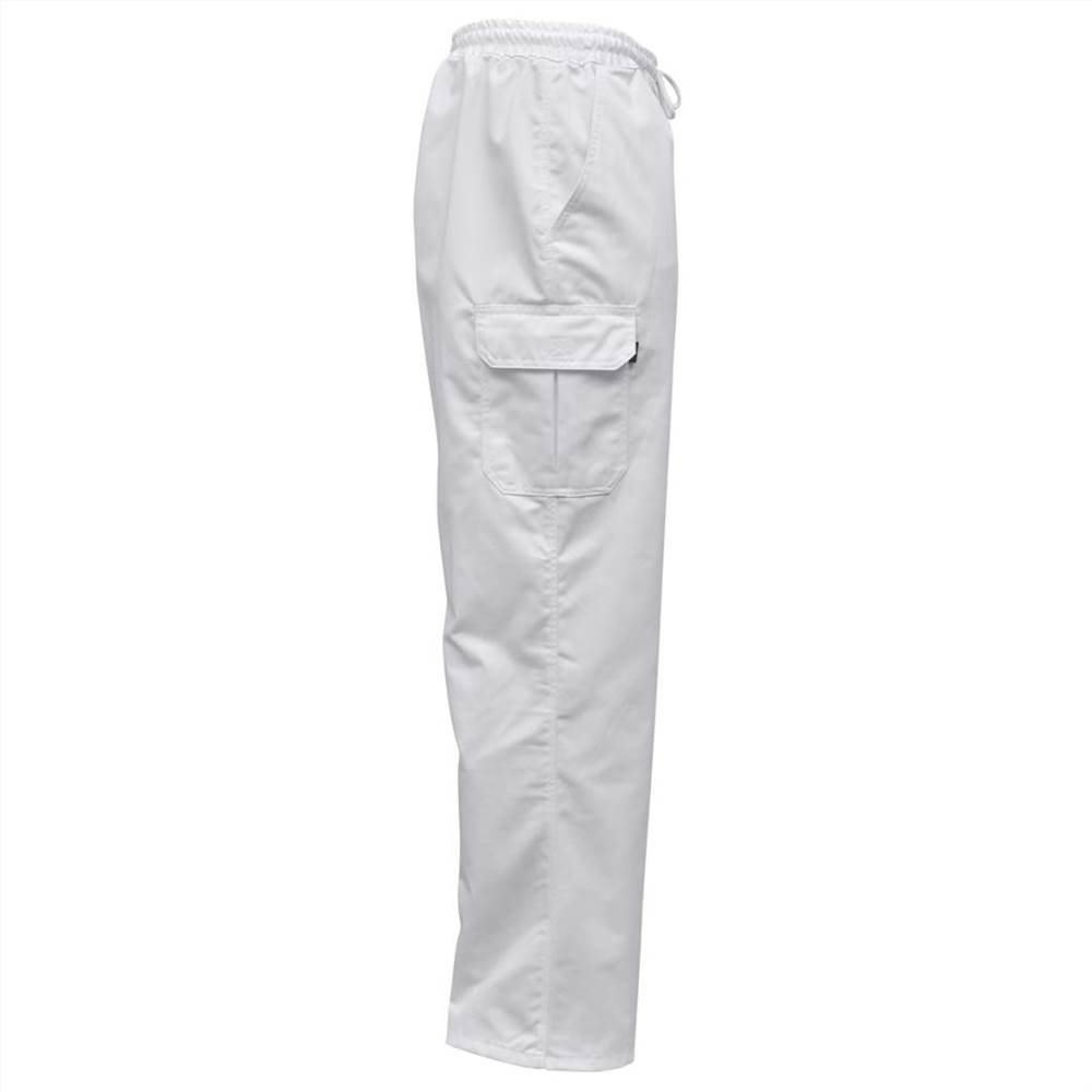 Chef Pants 2 pcs Stretchable Waistband with Cord Size S White