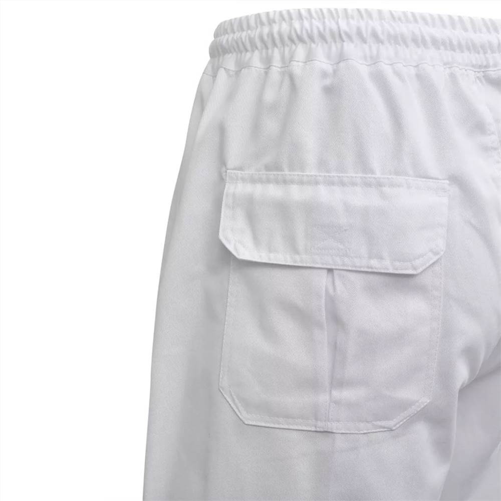Chef Pants 2 pcs Stretchable Waistband with Cord Size S White
