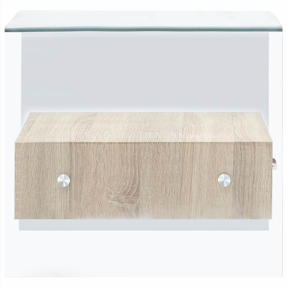 Coffee Table with Drawer 50x50x45 cm Tempered Glass