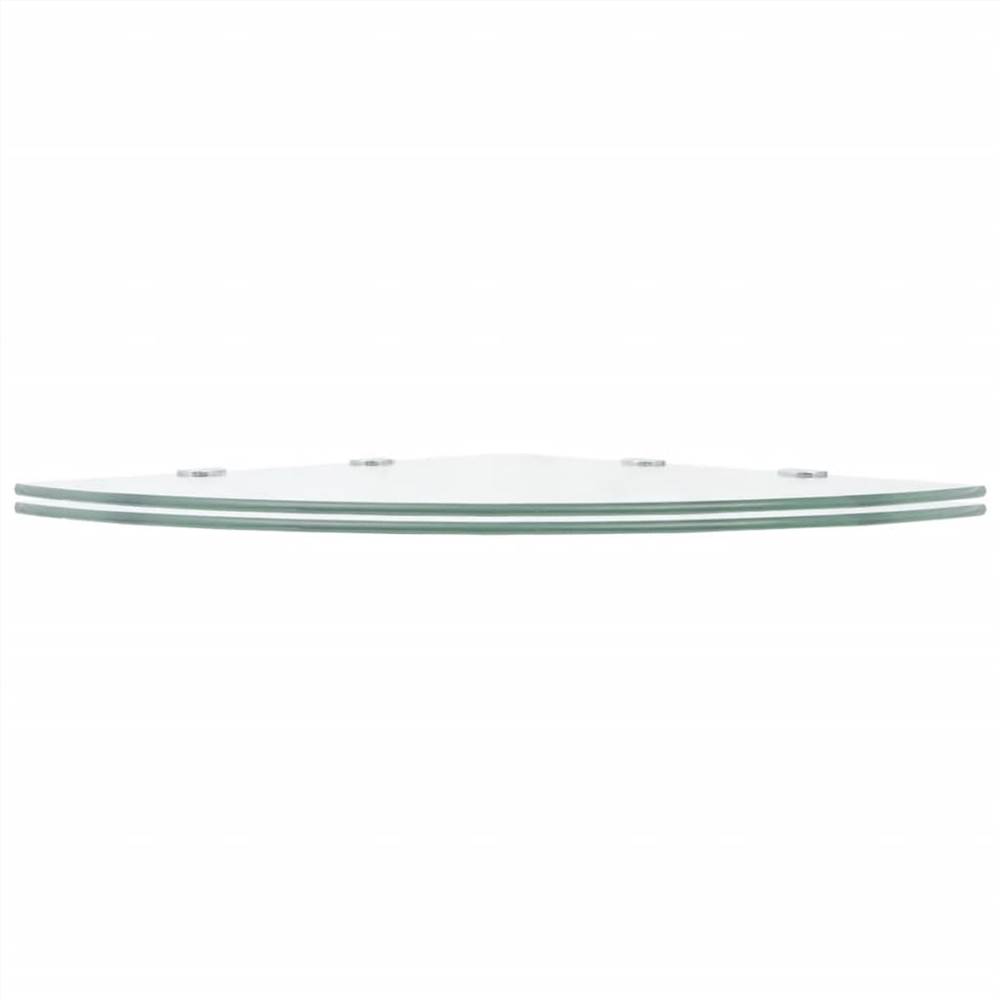 Corner Shelves 2 pcs with Chrome Supports Glass Clear 45x45 cm