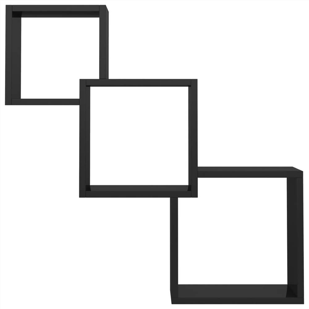 Cube Wall Shelves High Gloss Black 84.5x15x27 cm Chipboard