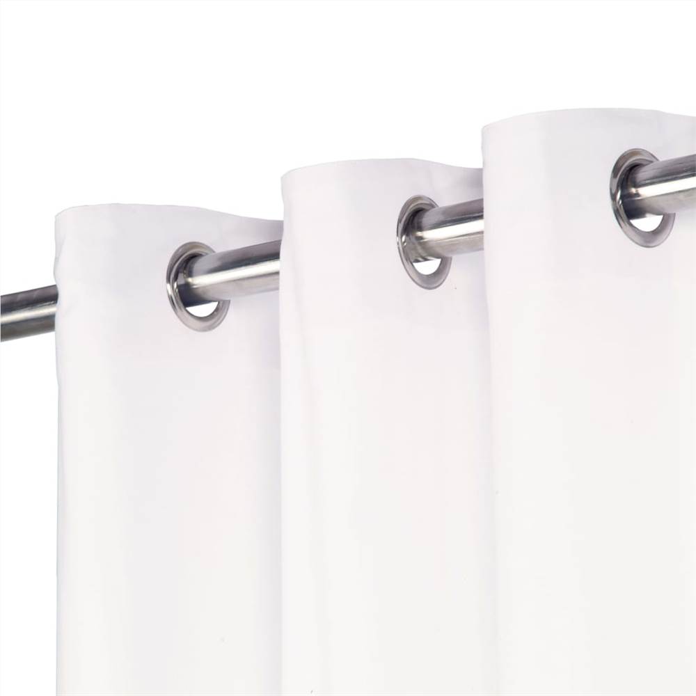 Curtains with Metal Rings 2 pcs Cotton 140x225 cm White