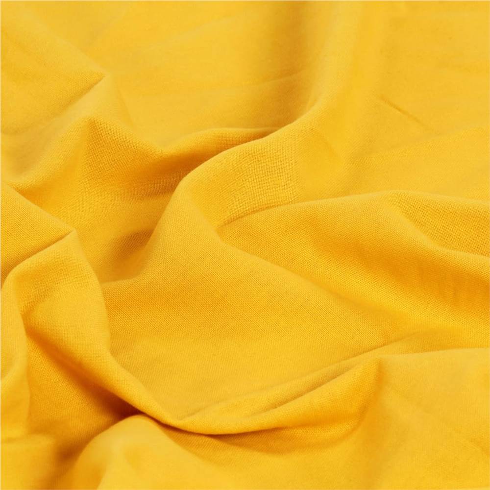 Curtains with Metal Rings 2 pcs Cotton 140x225 cm Yellow