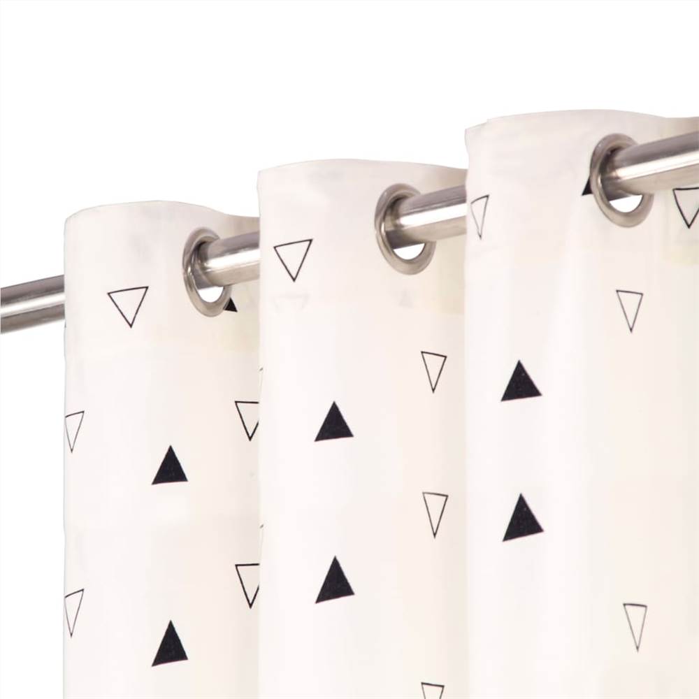 Curtains with Metal Rings 2 pcs Cotton 140x245 cm Black Triangle