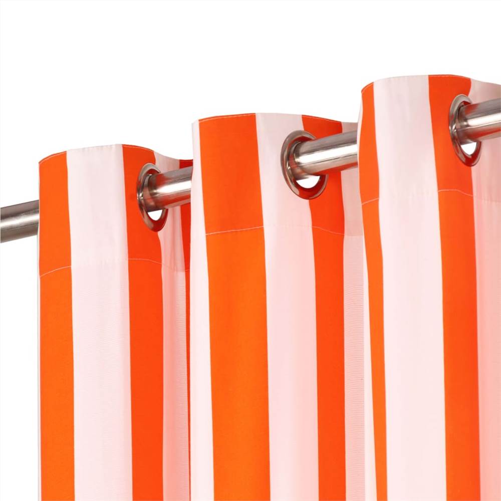 Curtains with Metal Rings 2 pcs Fabric 140x245 cm Orange Stripe