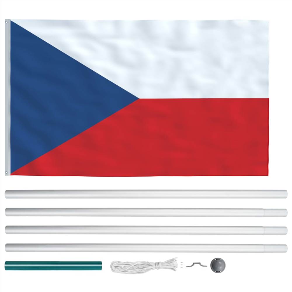 Czech Flag and Pole Aluminium 6,2 m