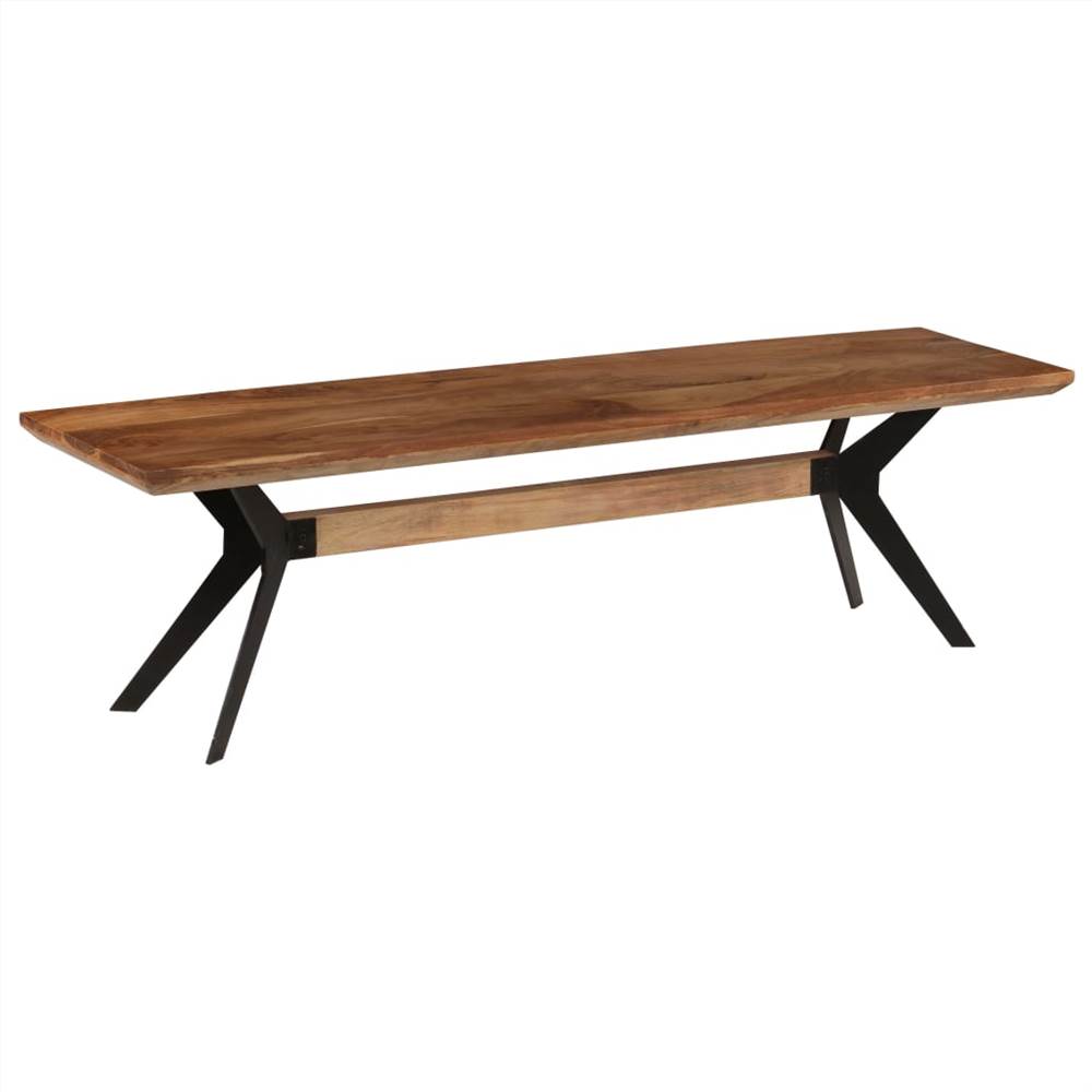 Dining Bench Solid Acacia Wood and Steel 160x40x45 cm