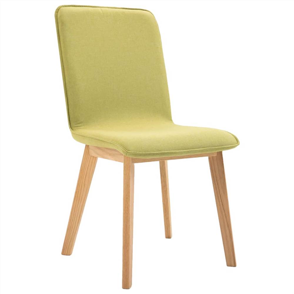 Dining Chairs 6 pcs Green Fabric and Solid Oak Wood