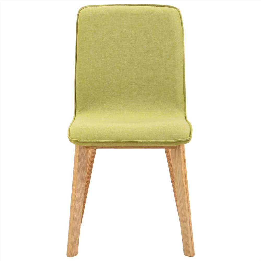 Dining Chairs 6 pcs Green Fabric and Solid Oak Wood