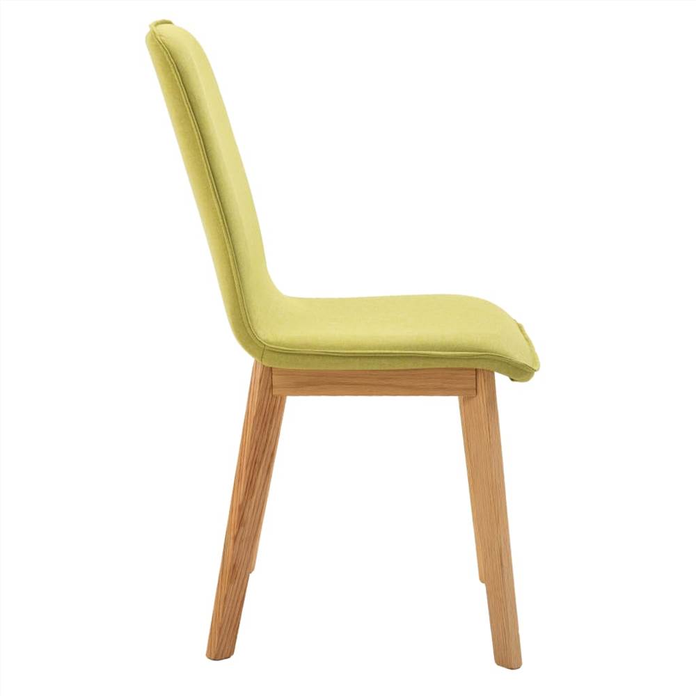 Dining Chairs 6 pcs Green Fabric and Solid Oak Wood
