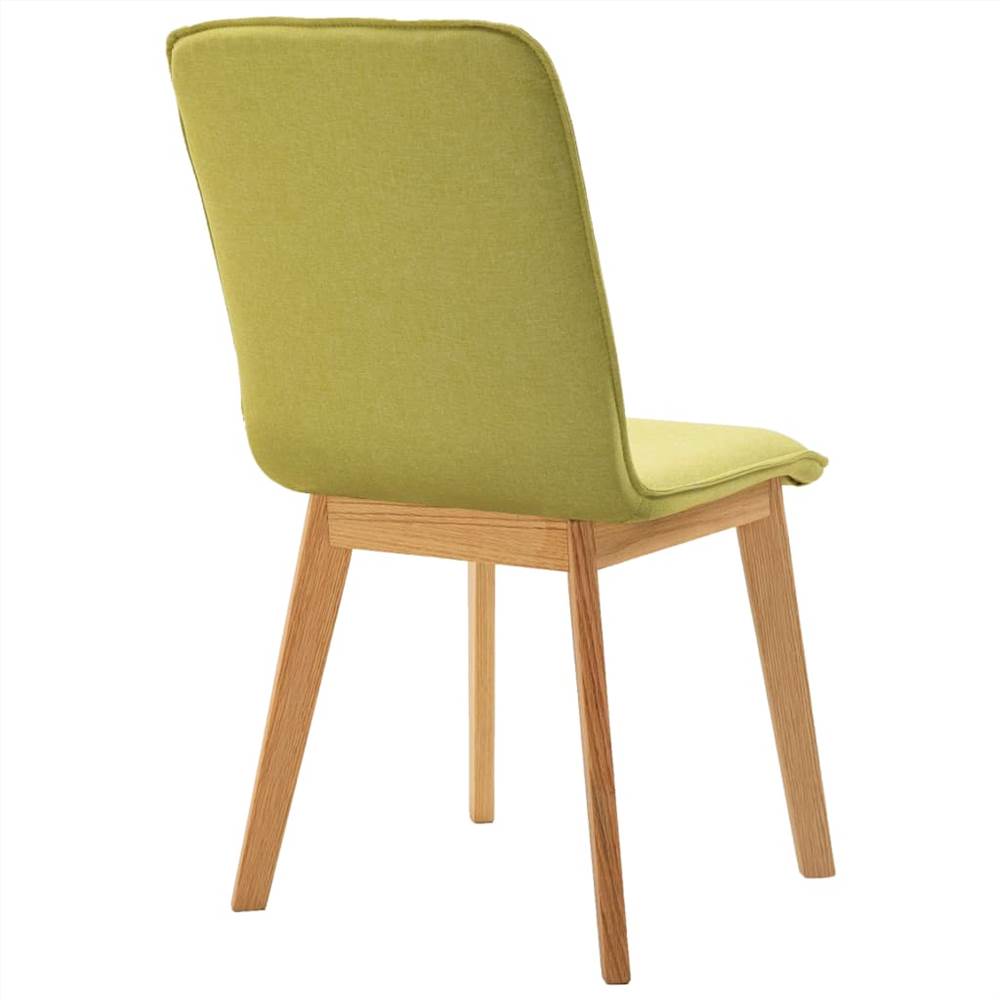 Dining Chairs 6 pcs Green Fabric and Solid Oak Wood
