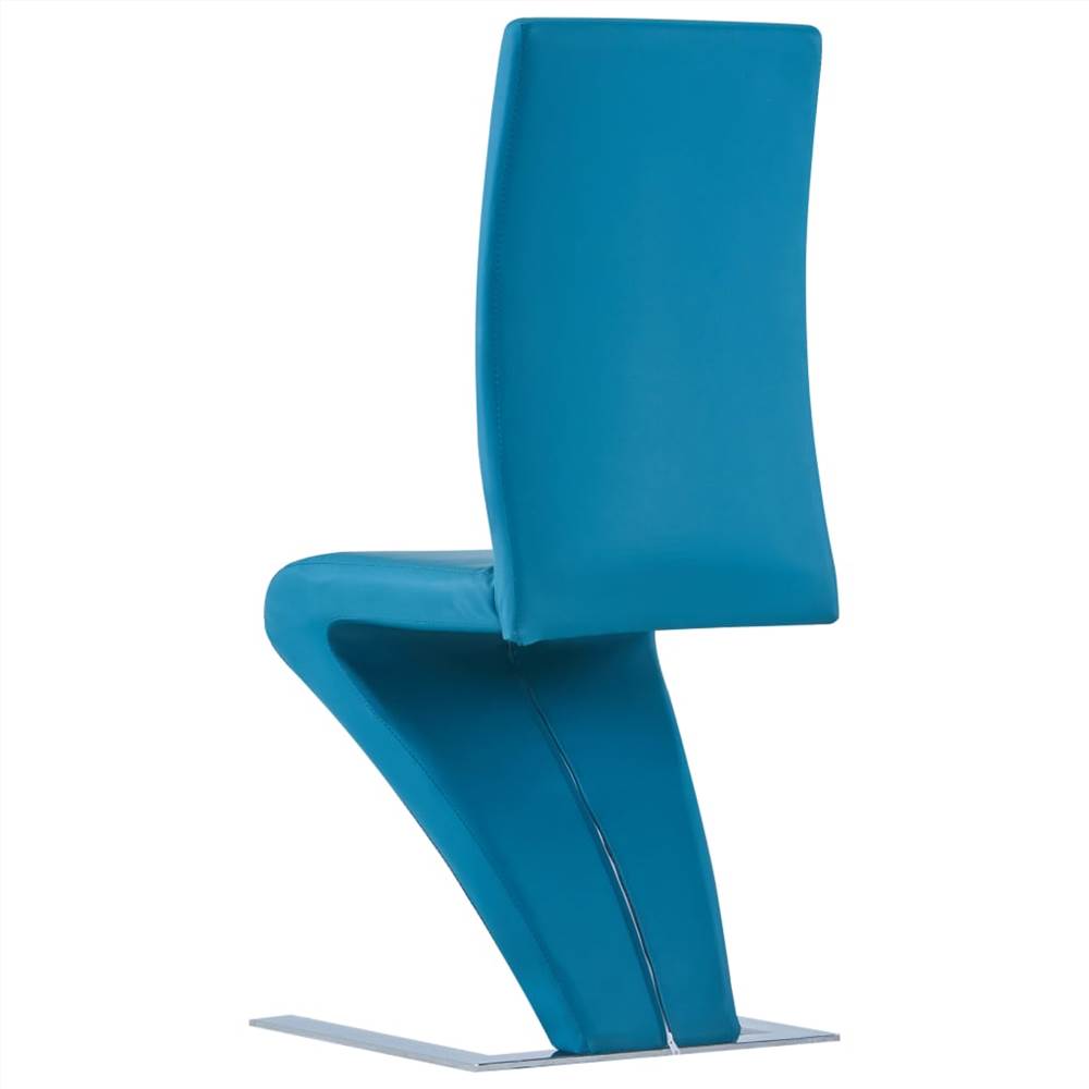 Dining Chairs with Zigzag Shape 6 pcs Blue Faux Leather