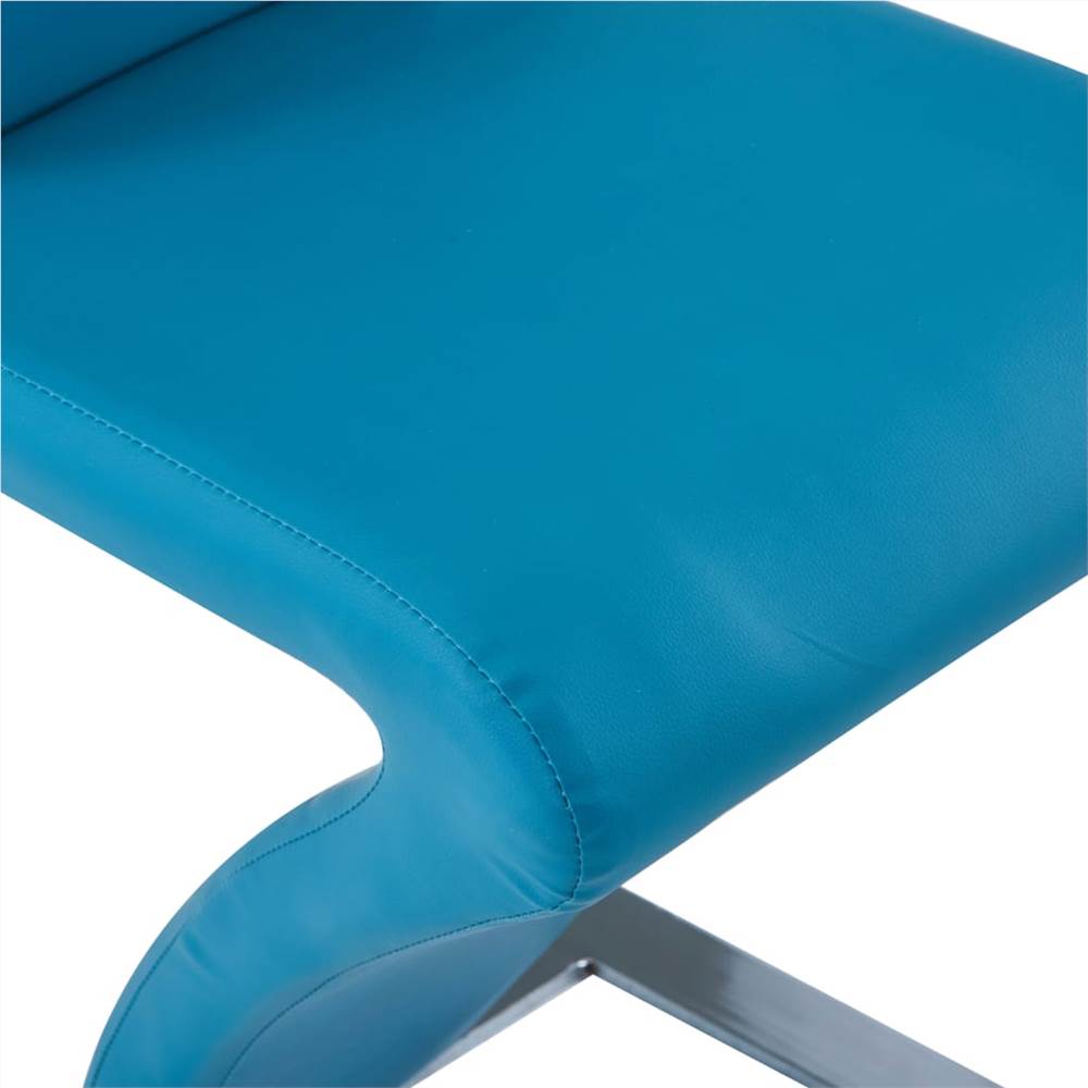 Dining Chairs with Zigzag Shape 6 pcs Blue Faux Leather