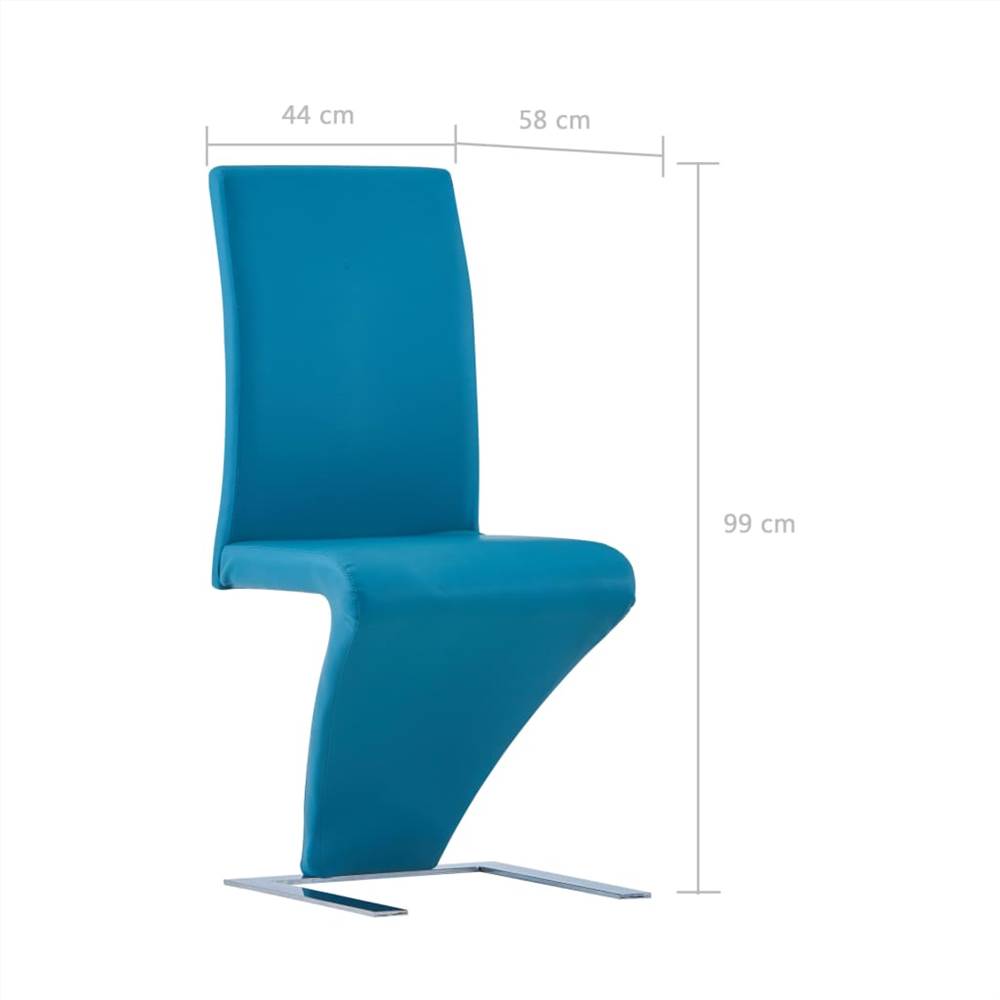 Dining Chairs with Zigzag Shape 6 pcs Blue Faux Leather