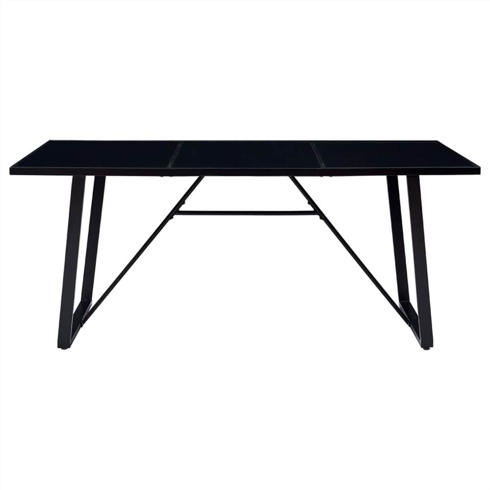 Dining Table Black 180x90x75 cm Tempered Glass