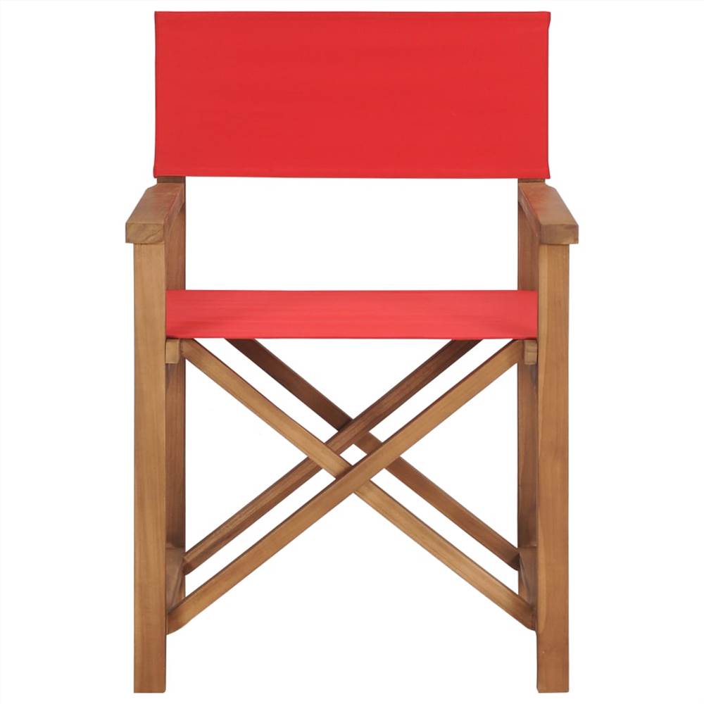 Directors Chair Solid Teak Wood Red