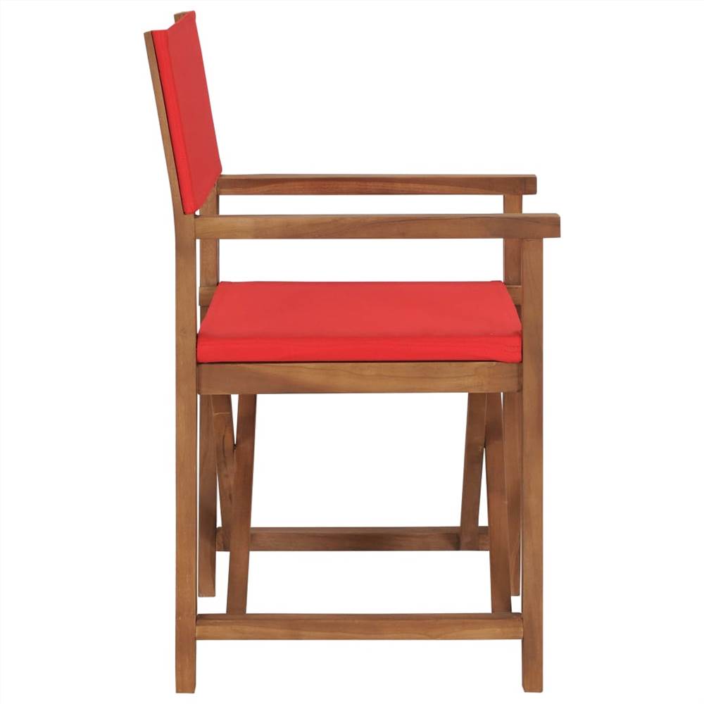 Directors Chair Solid Teak Wood Red
