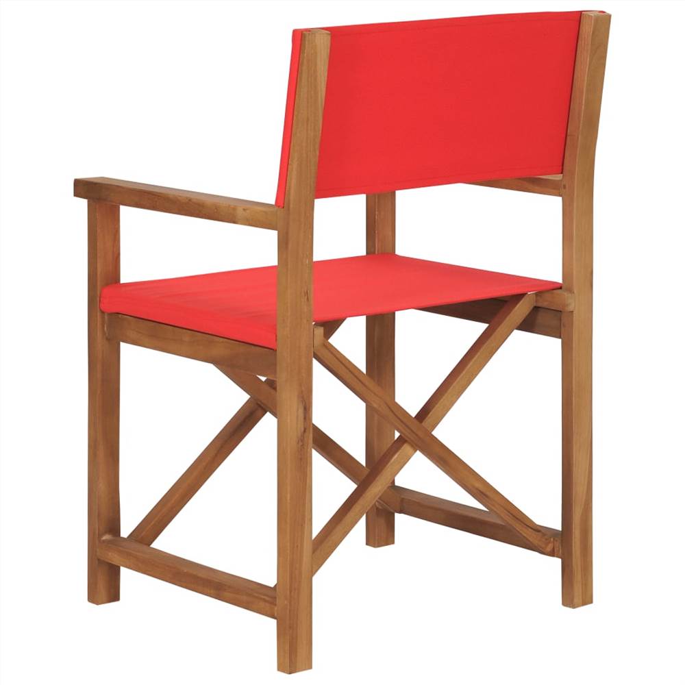 Directors Chair Solid Teak Wood Red