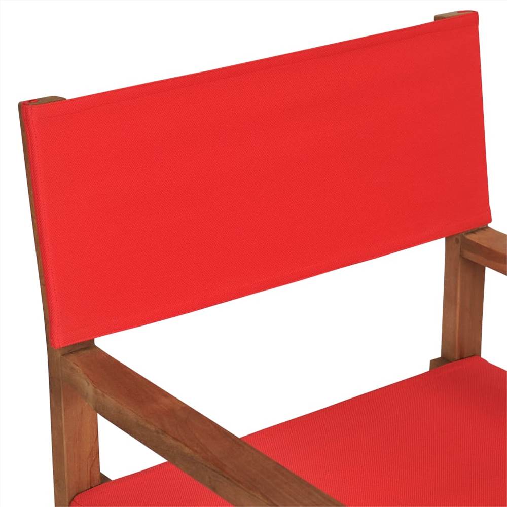 Directors Chair Solid Teak Wood Red