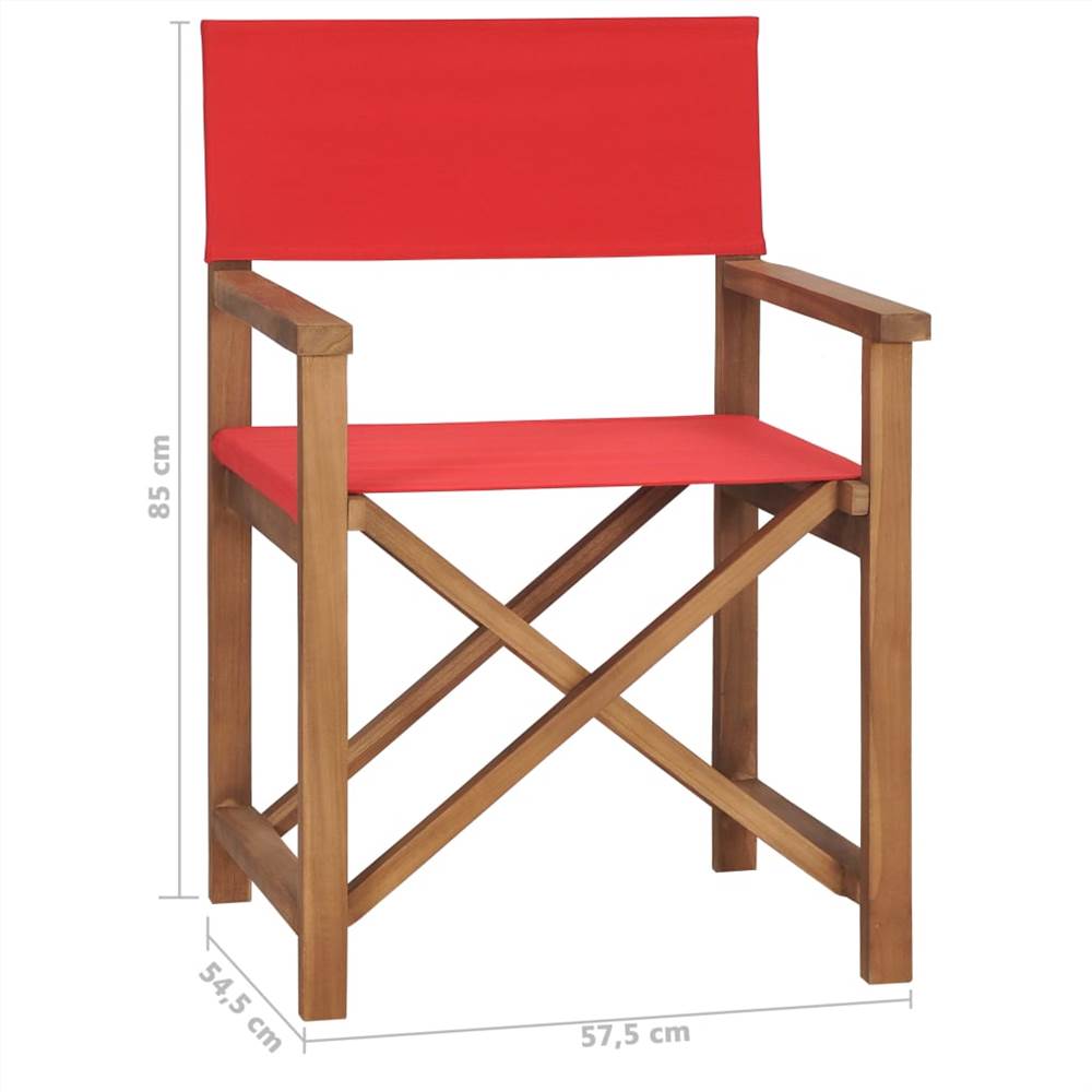 Directors Chair Solid Teak Wood Red