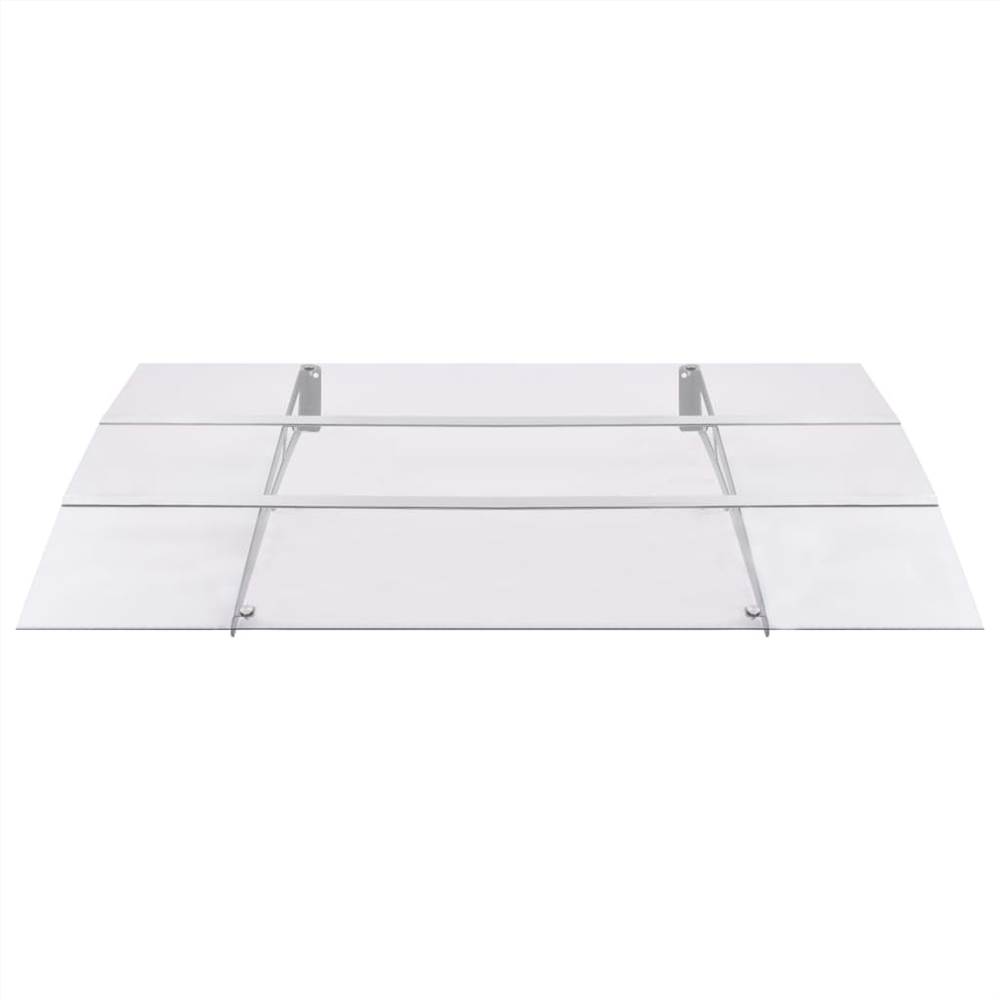 Door Canopy Silver and Transparent 150x90 cm Polycarbonate