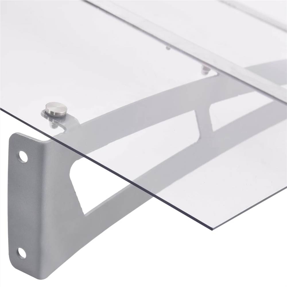 Door Canopy Silver and Transparent 150x90 cm Polycarbonate