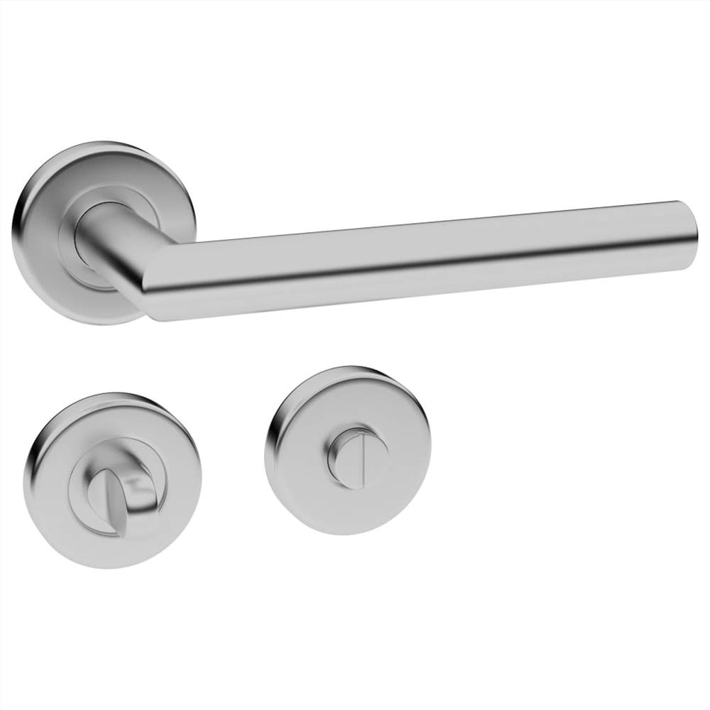Door Handle Set with WC Lock Stainless Steel