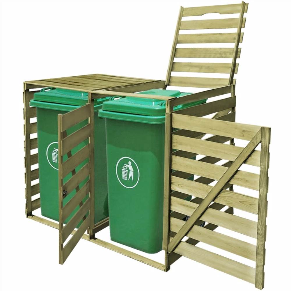 Double Wheelie Bin Shed 240 L Impregnated Wood