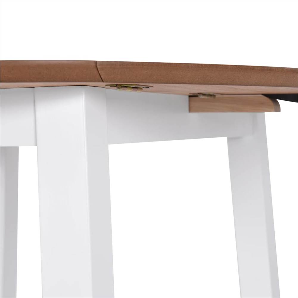 Drop-leaf Dining Table Round MDF White