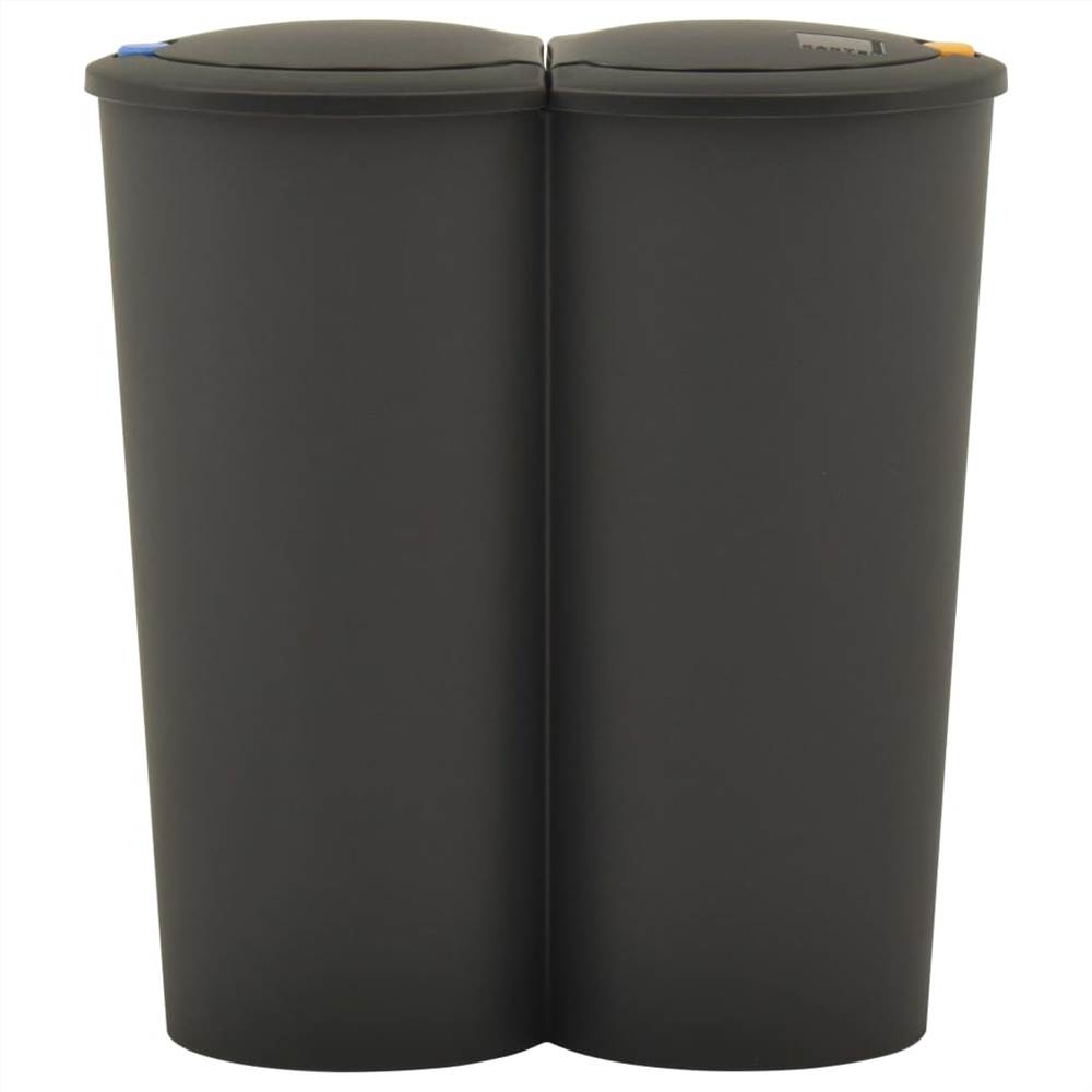 Duo Bin Trash Can 50 L Black
