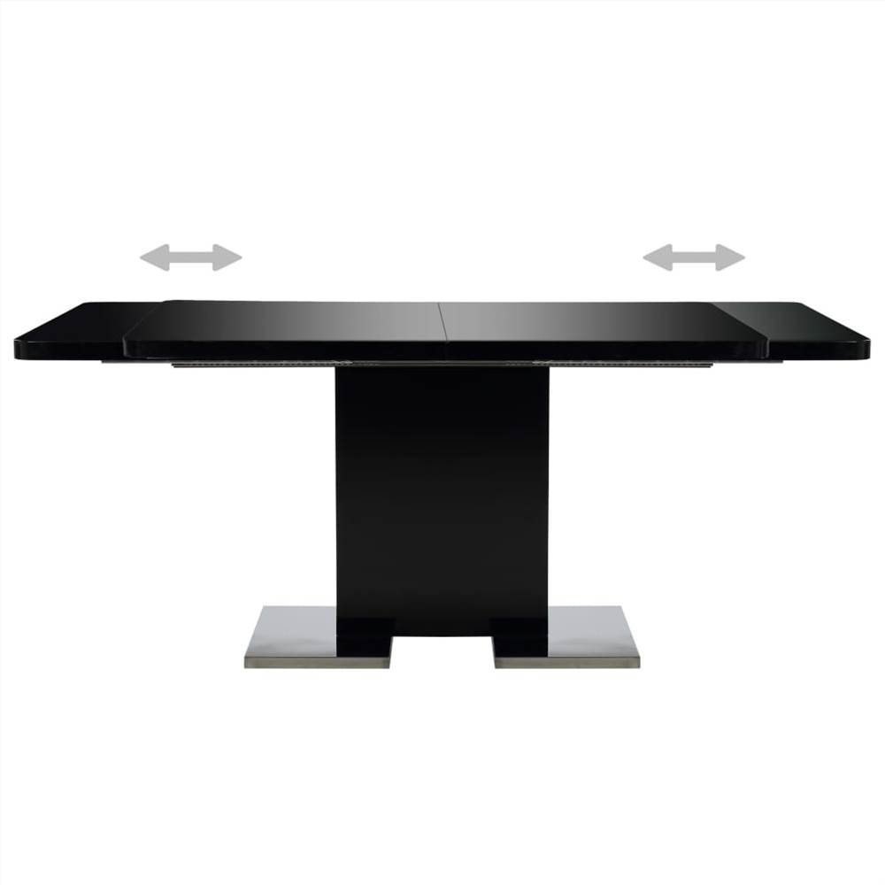 Extendable Dining Table High Gloss Black 180x90x76 cm MDF