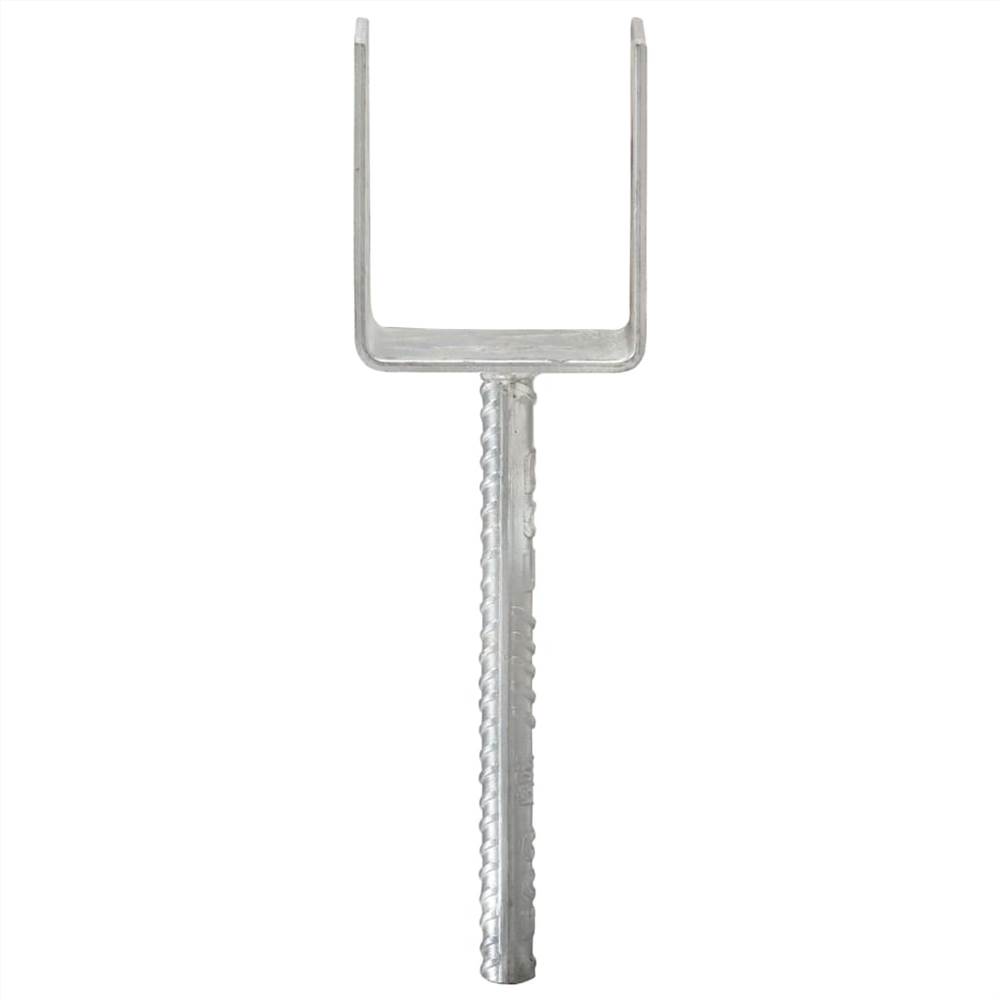Fence Anchors 2 pcs Silver 8x6x30 cm Galvanised Steel