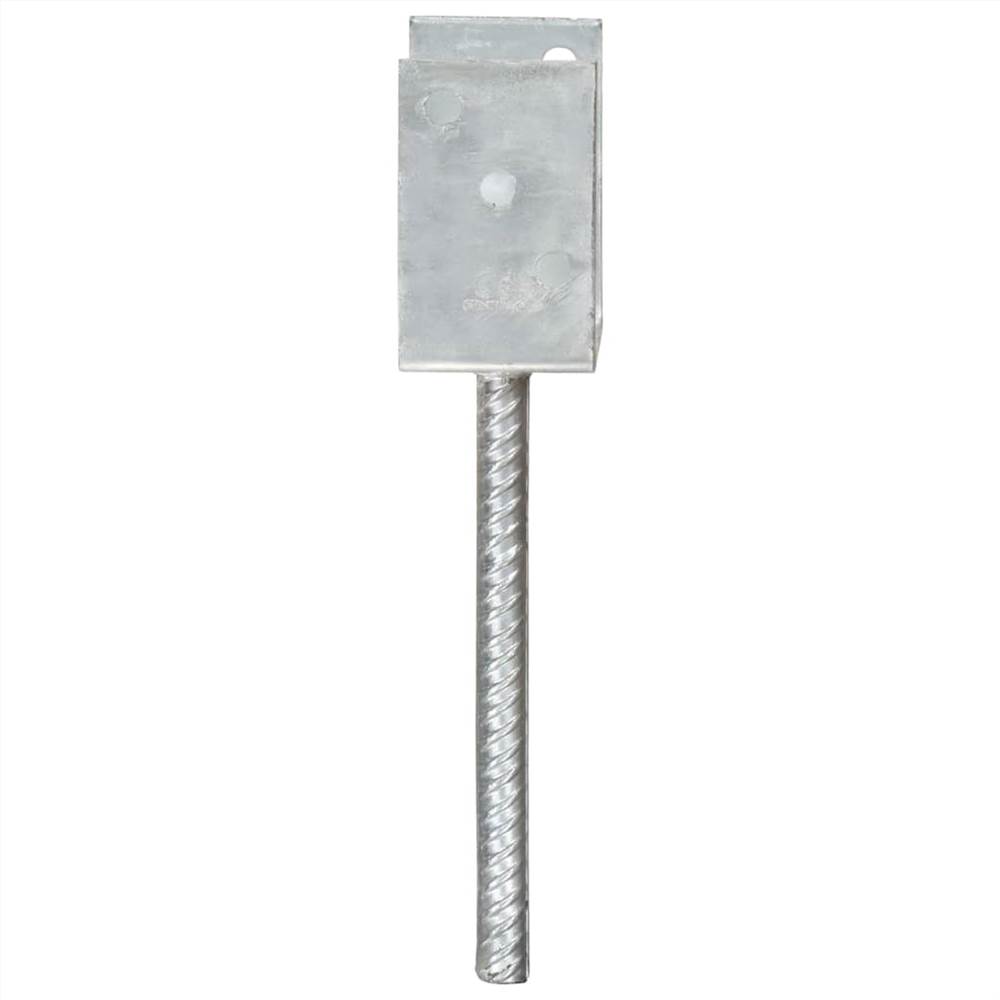 Fence Anchors 2 pcs Silver 8x6x30 cm Galvanised Steel