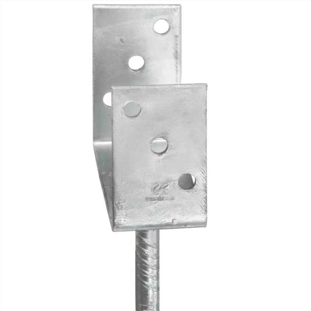 Fence Anchors 2 pcs Silver 8x6x30 cm Galvanised Steel