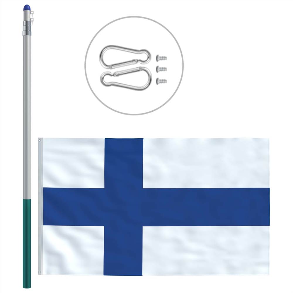 Finland Flag and Pole Aluminium 6 m