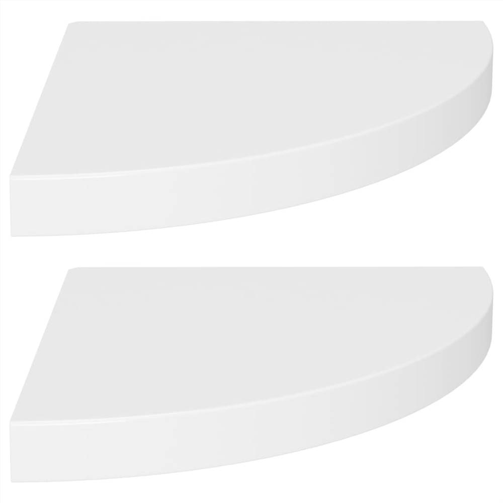 Floating Corner Shelves 2 pcs White 35x35x3.8 cm MDF