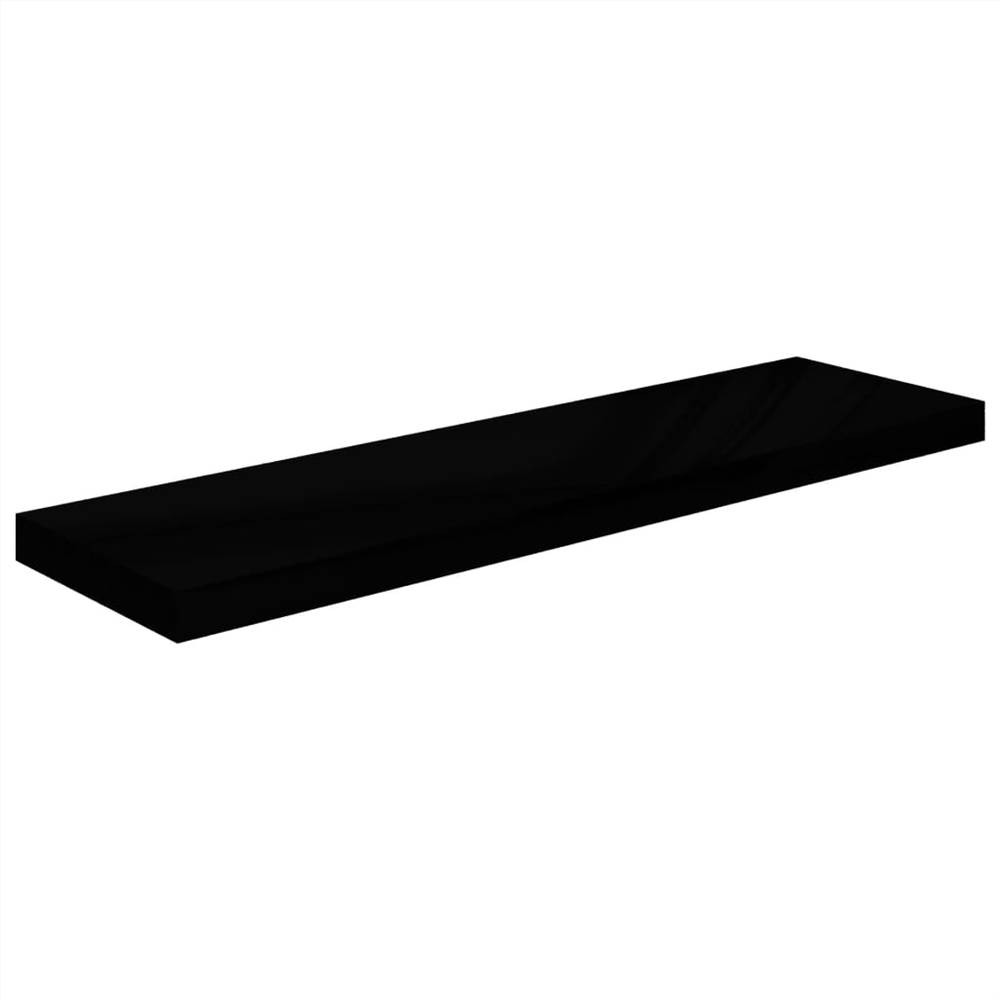 Floating Wall Shelf High Gloss Black 90x23.5x3.8 cm MDF