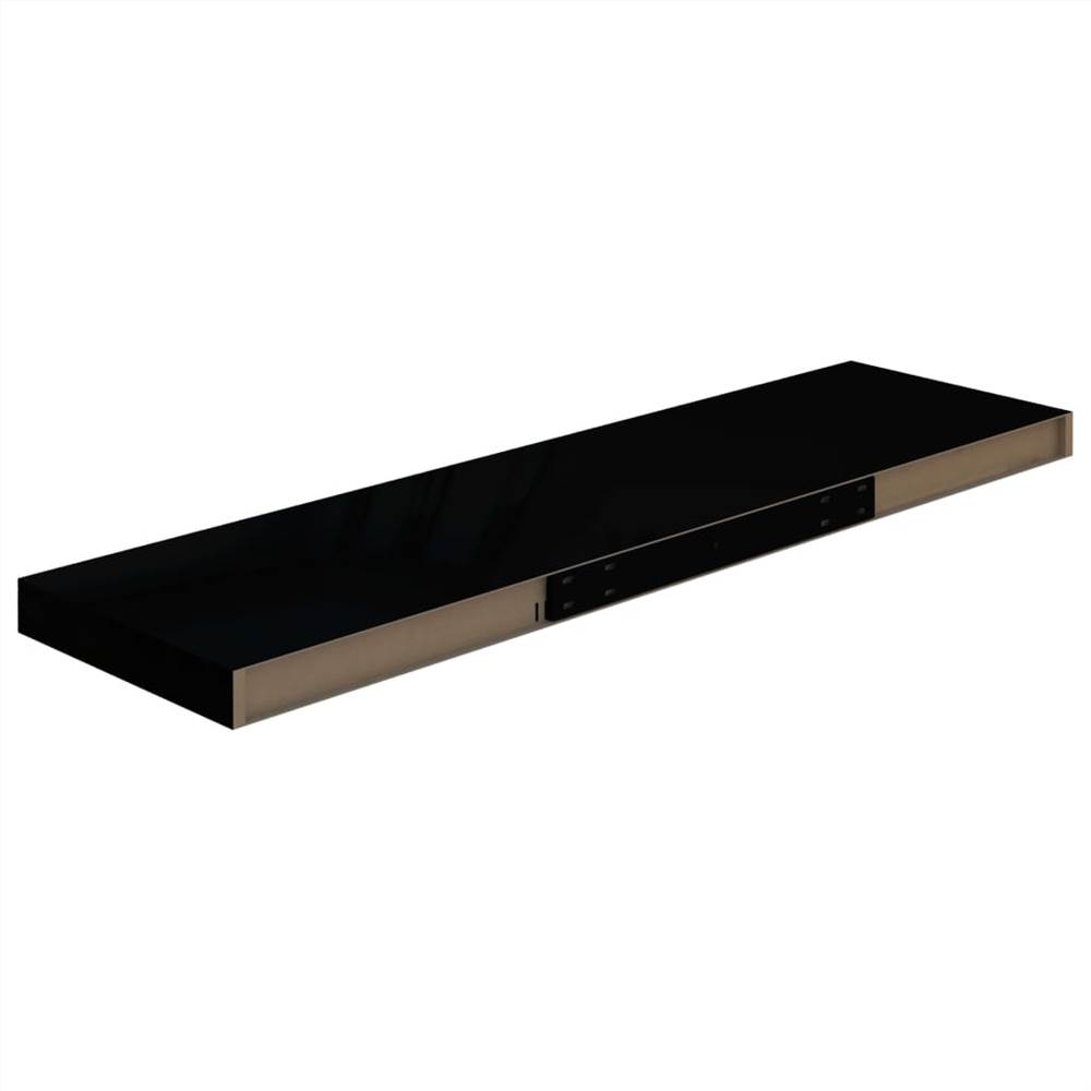 Floating Wall Shelf High Gloss Black 90x23.5x3.8 cm MDF