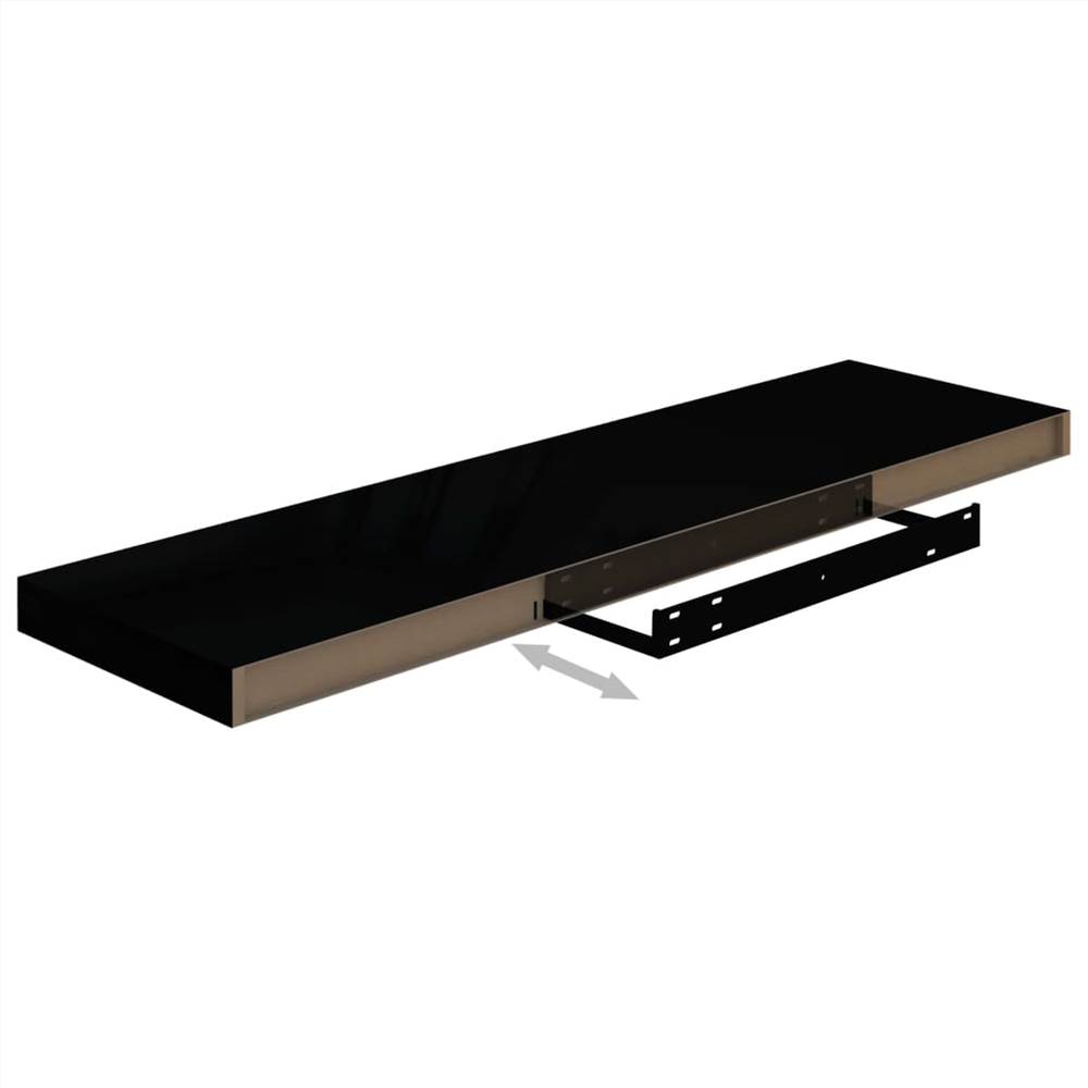 Floating Wall Shelf High Gloss Black 90x23.5x3.8 cm MDF
