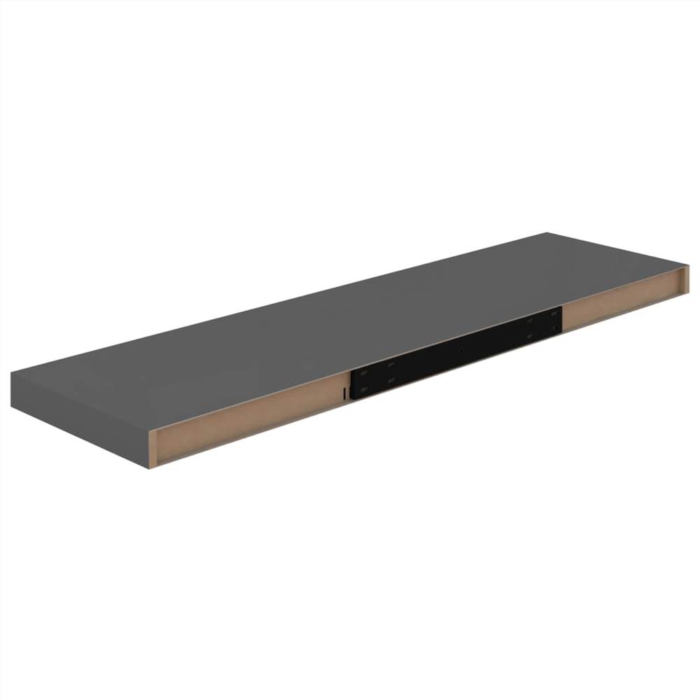 Floating Wall Shelves 4 pcs High Gloss Grey 90x23.5x3.8 cm MDF