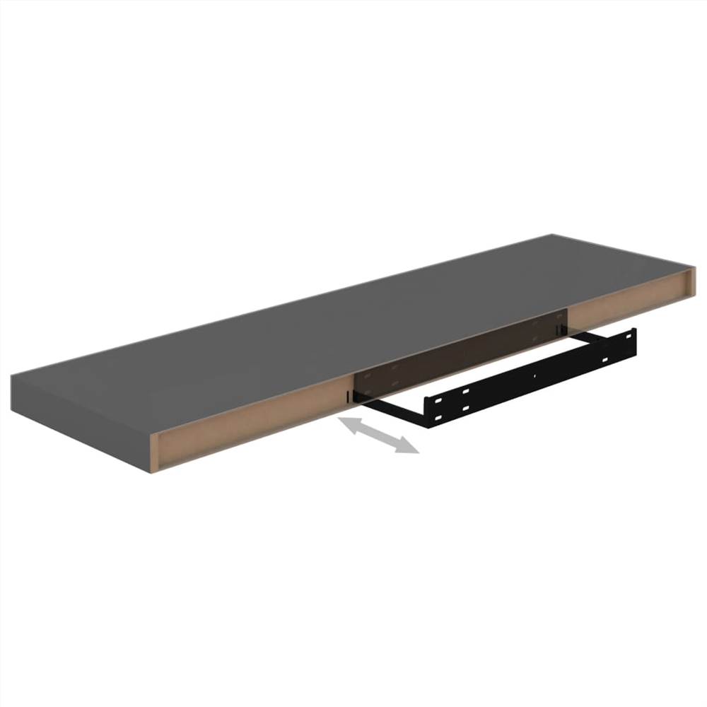 Floating Wall Shelves 4 pcs High Gloss Grey 90x23.5x3.8 cm MDF