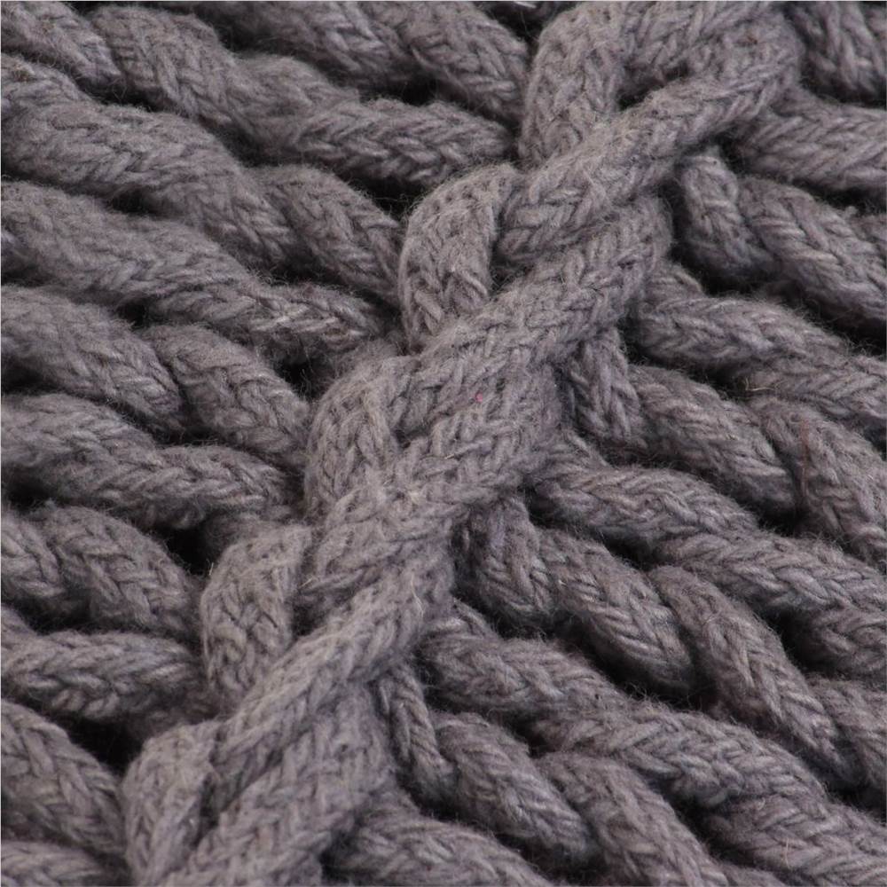 Floor Cushion Square Knitted Cotton 60x60 cm Grey