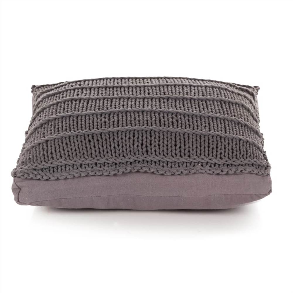Floor Cushion Square Knitted Cotton 60x60 cm Grey