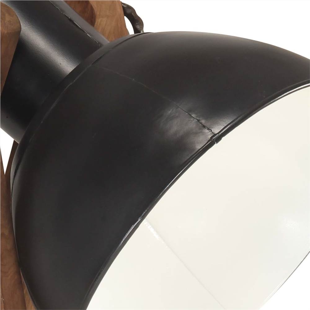Floor Lamp Black E27 Solid Mango Wood
