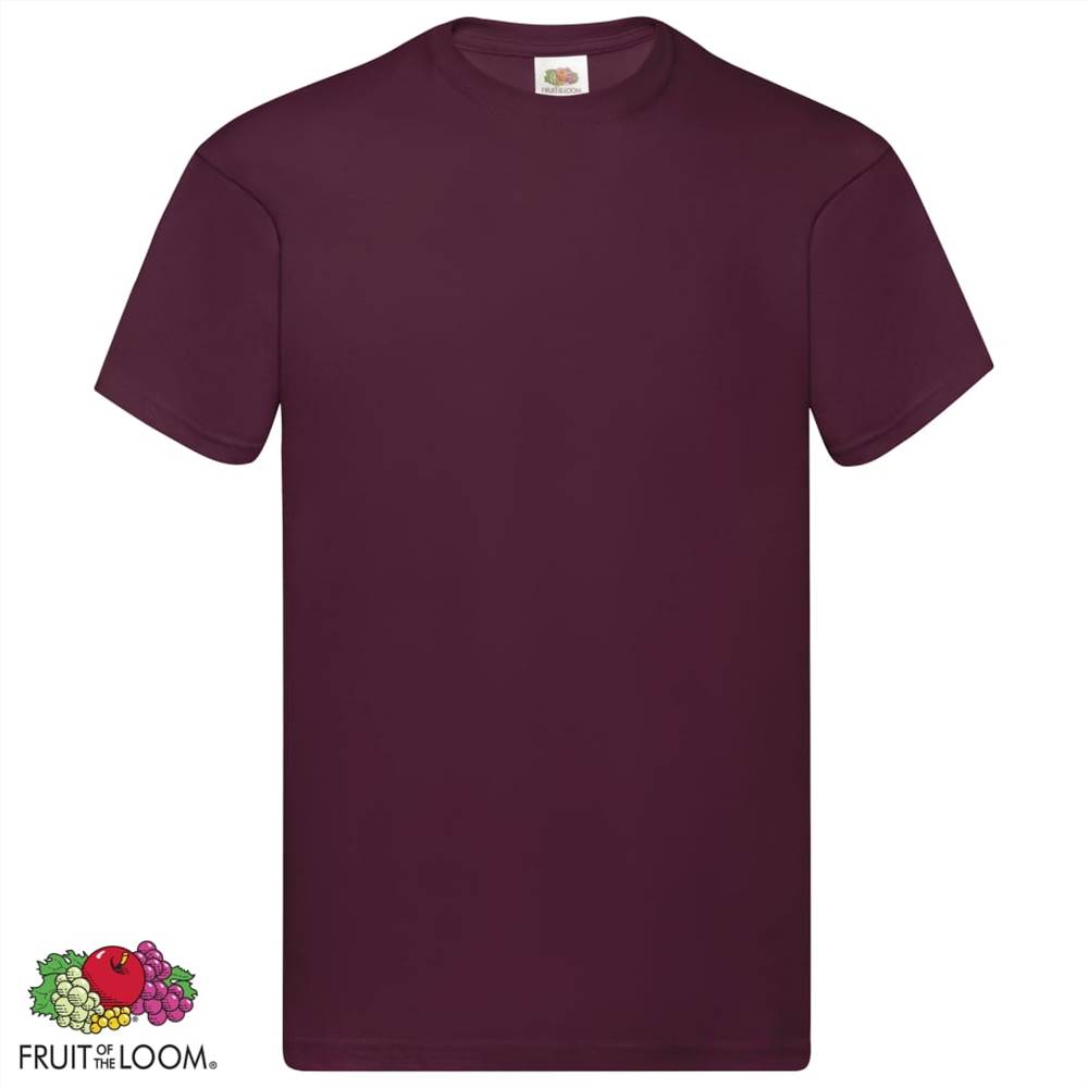 Fruit of the Loom Original T-shirts 5 pcs Burgundy S Cotton
